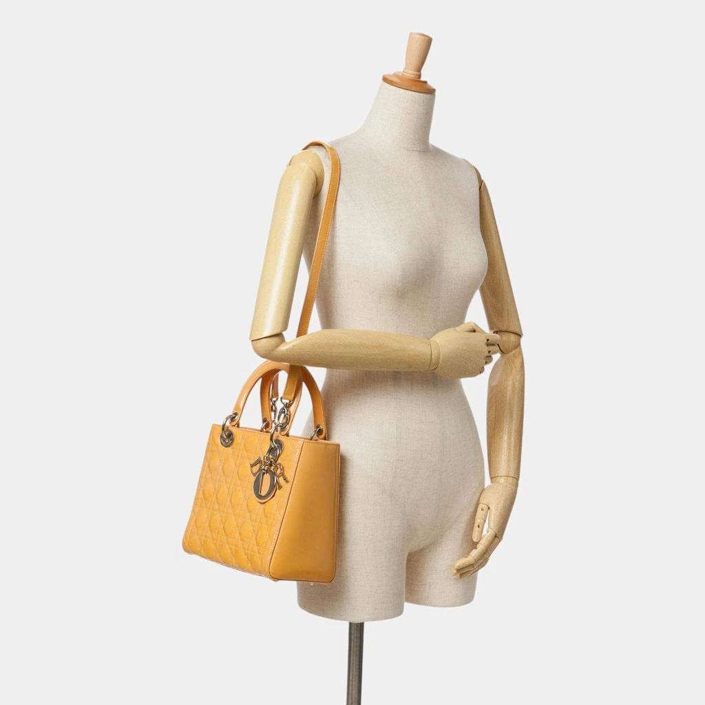 Dior Dior Yellow Medium Patent Cannage Lady Dior Tote Bag 2