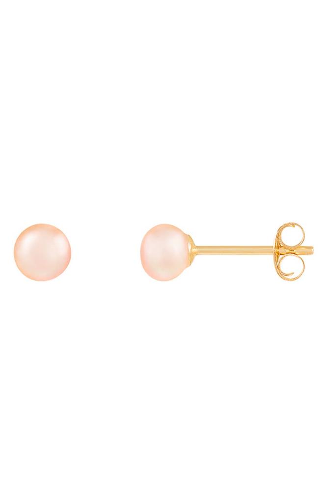 Splendid Pearls 14K Yellow Gold 5-5.5mm Pink Cultured Freshwater Pearl Stud Earrings