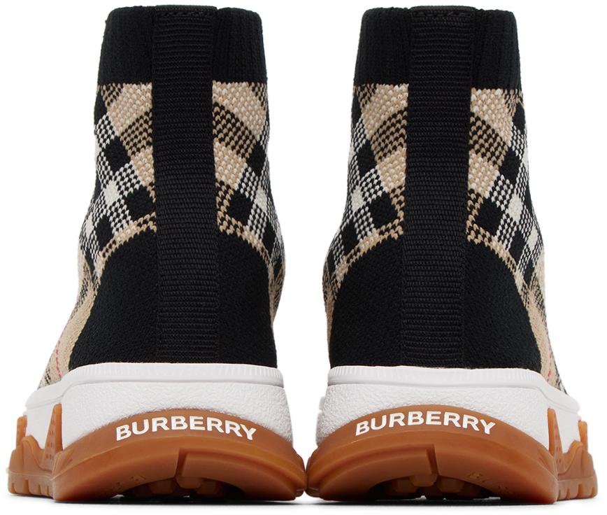 Burberry Kids Black & Beige Vintage Check Sock Sneakers