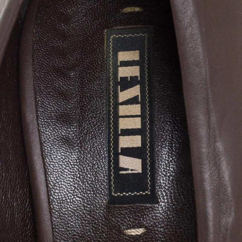 LE SILLA Le Silla Dark Brown Leather Peep Toe Platform Pumps Size 38 7