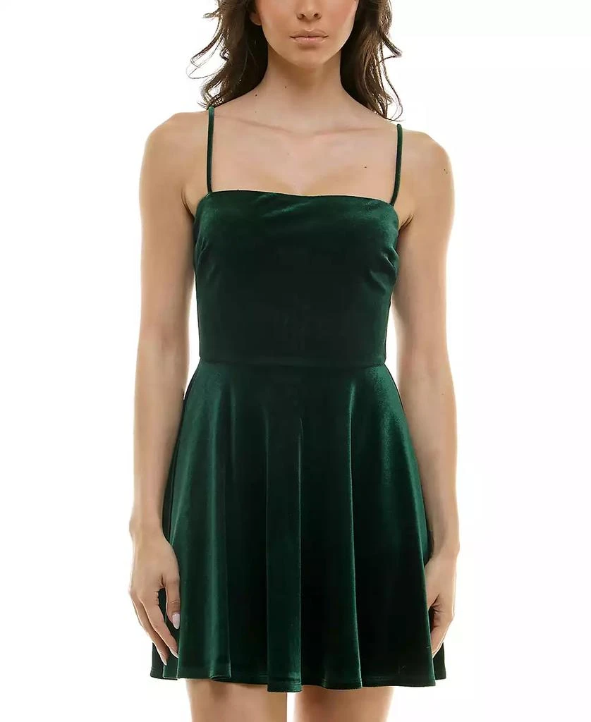 B Darlin Juniors' Straight-Neck A-Line Velvet Dress 1