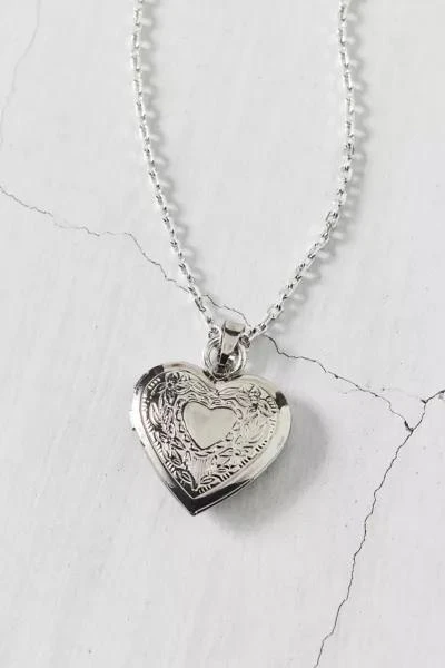 Urban Outfitters Metal Etched Heart Locket Necklace 4