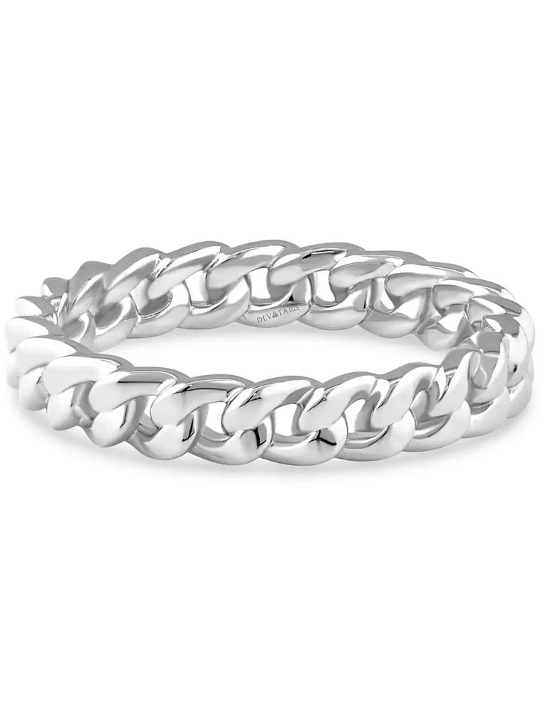 DEVATA Cuban Link Ring in Rhodium Plated Sterling Silver, Size