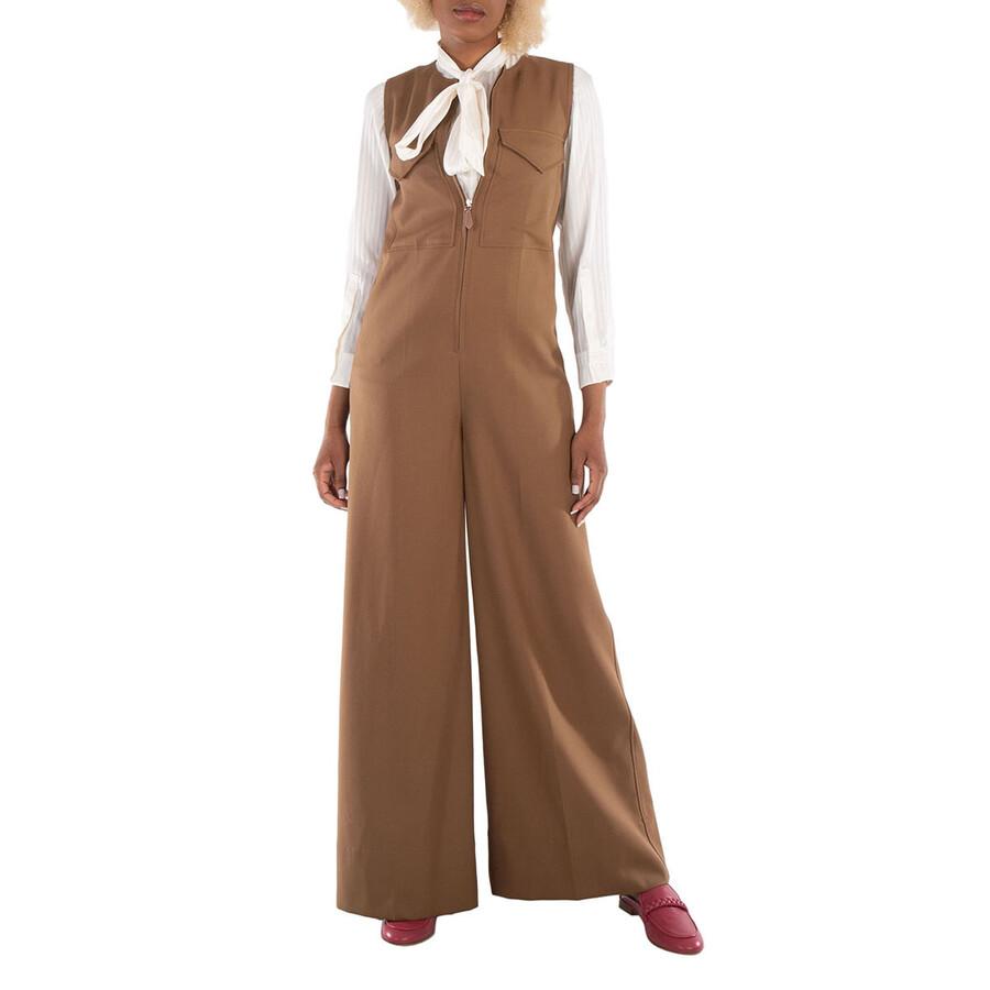 Burberry Ladies Warm Walnut Neave Wool Jumpsuit