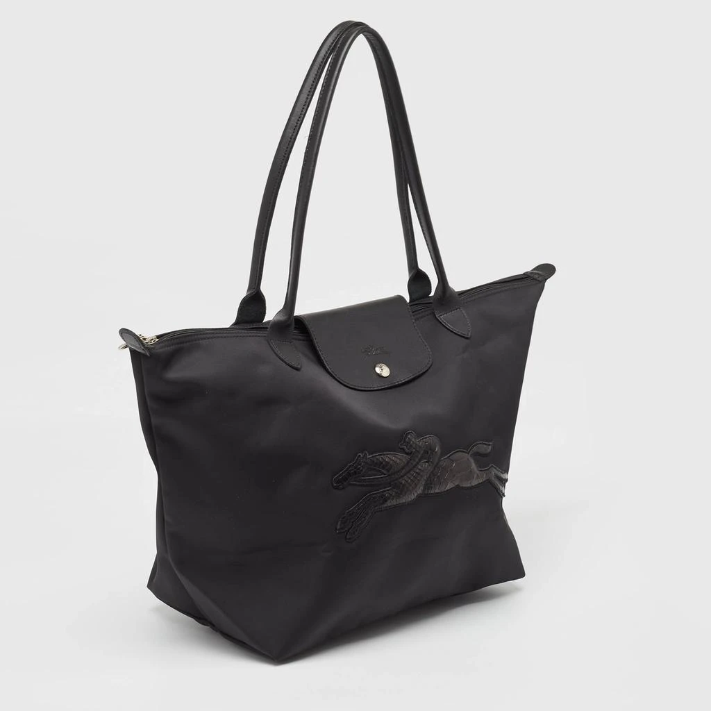 Longchamp Longchamp Black Nylon and Leather Large Le Pliage Tote 3