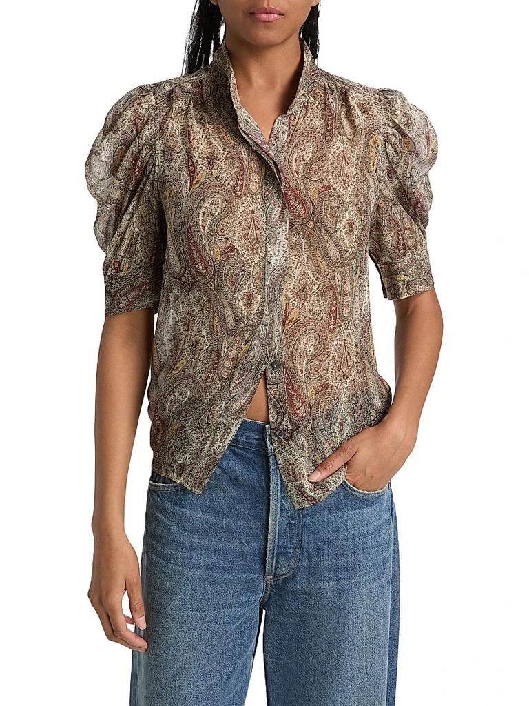 FRAME The Gillian Paisley Silk Top 3