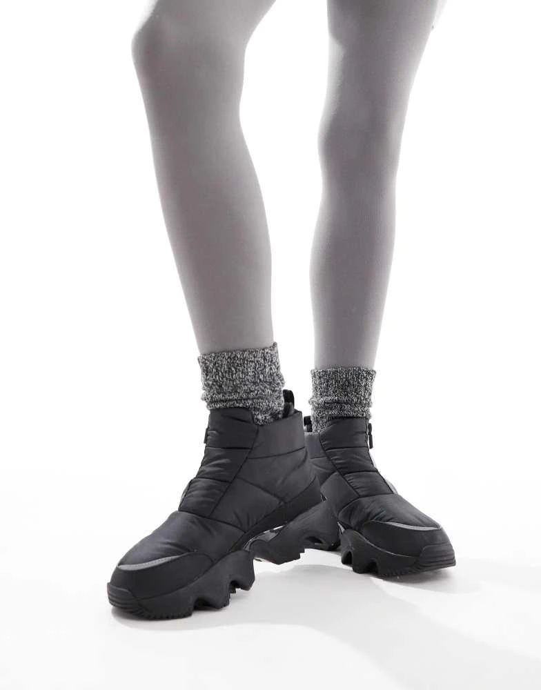 SOREL Sorel Kinetic Impact Puffy Zip WP waterproof puffer snow boots in black and sea salt 4