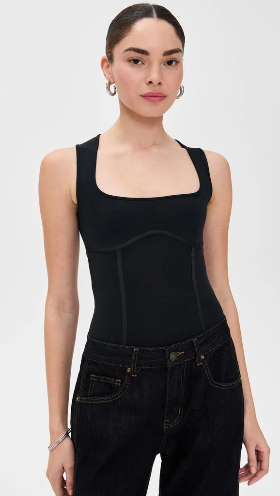 Fleur du Mal Cotton Scoop Neck Thong Bodysuit 1