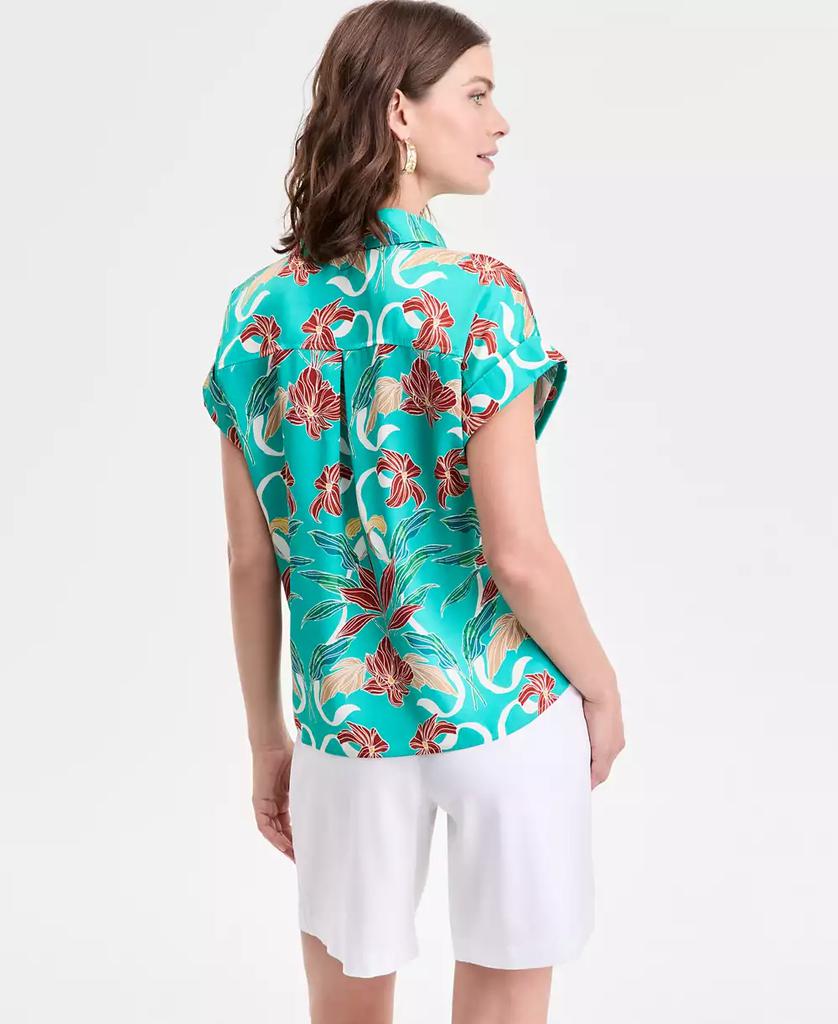 INC International Women's Printed Button-Down Camp Shirt, Exclusively at Macy's