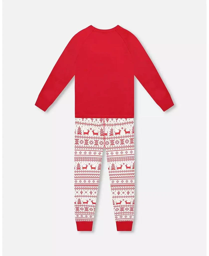 Deux par Deux Baby Unisex Cotton Two-Piece Pajama Set Red and White Fairisle - Baby 3