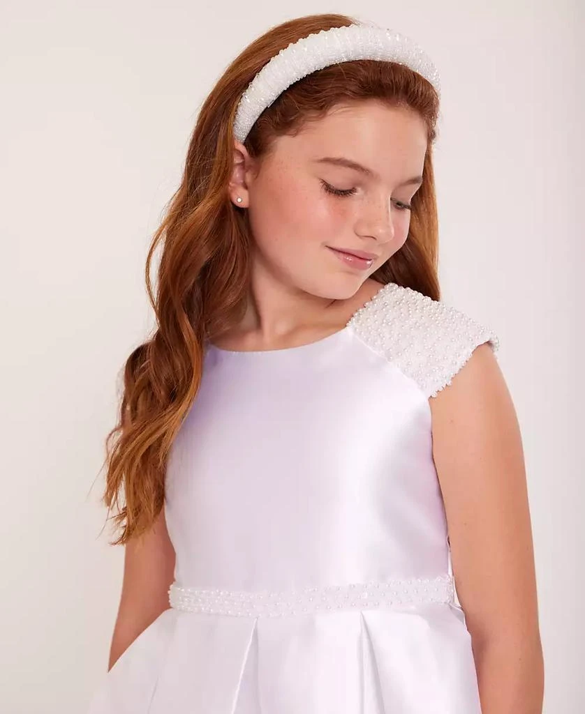 Bonnie Jean Big Girls Mikado Embellished Cultivated Pearl Communion Dress 2
