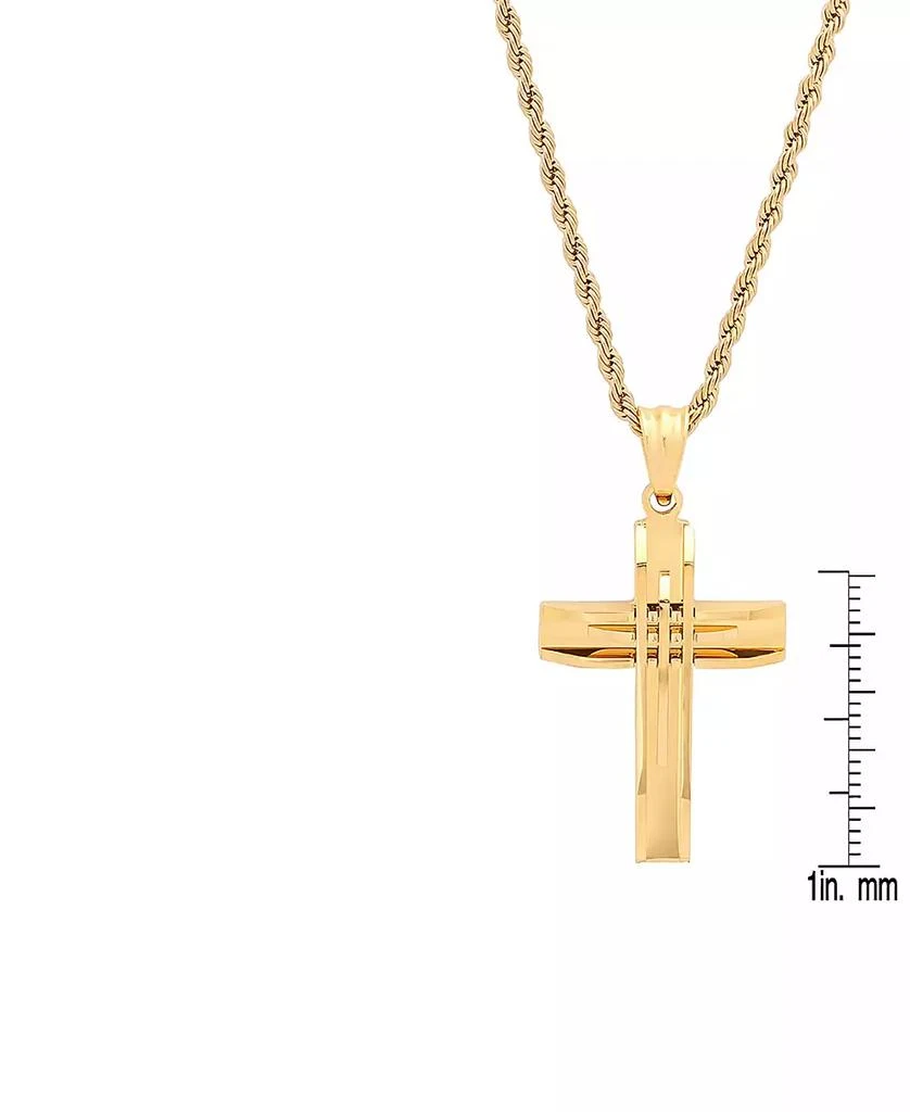 STEELTIME 18k Gold Plated Stainless Steel Cut Accented Cross Pendant 3