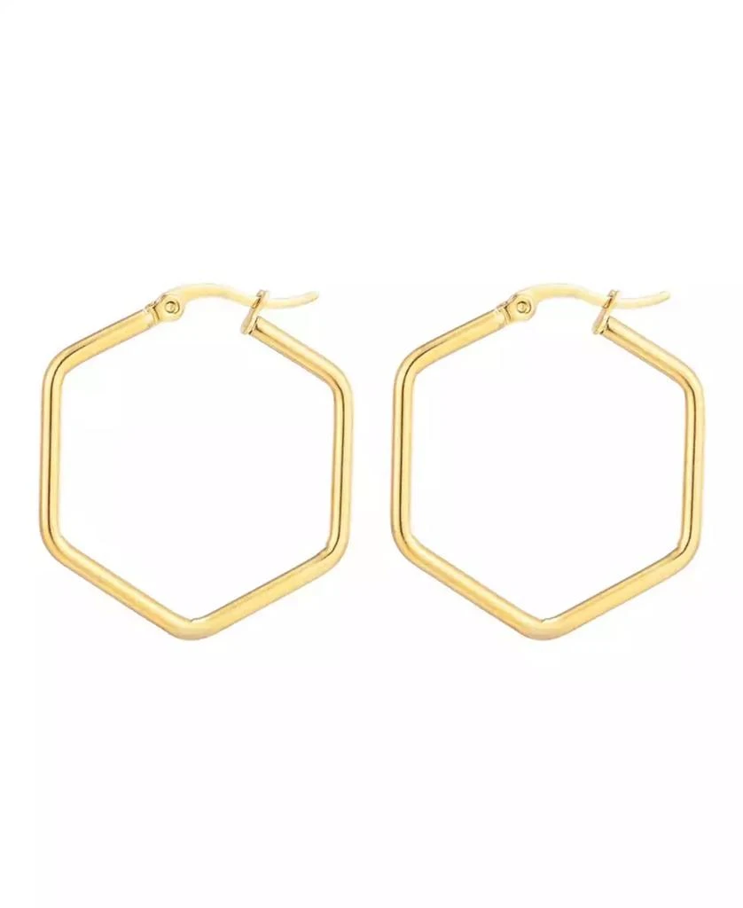 ADORNIA Tarnish Resistant Gold Hexagon Hoop Earrings