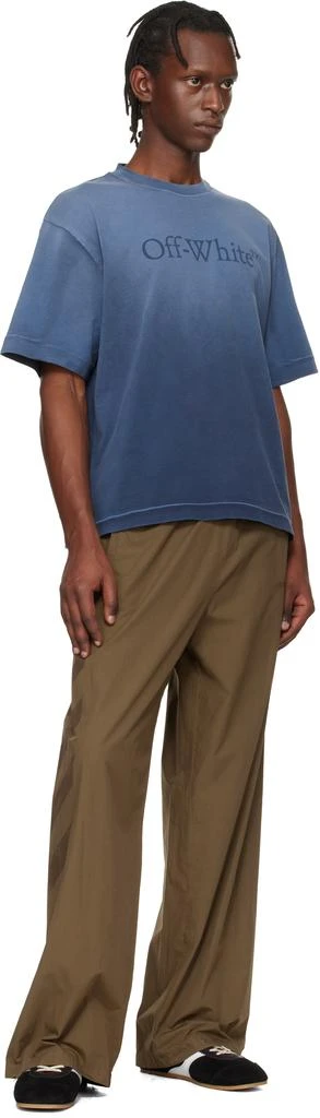 Off-White Brown Diagonal Cotton Track Pants 4