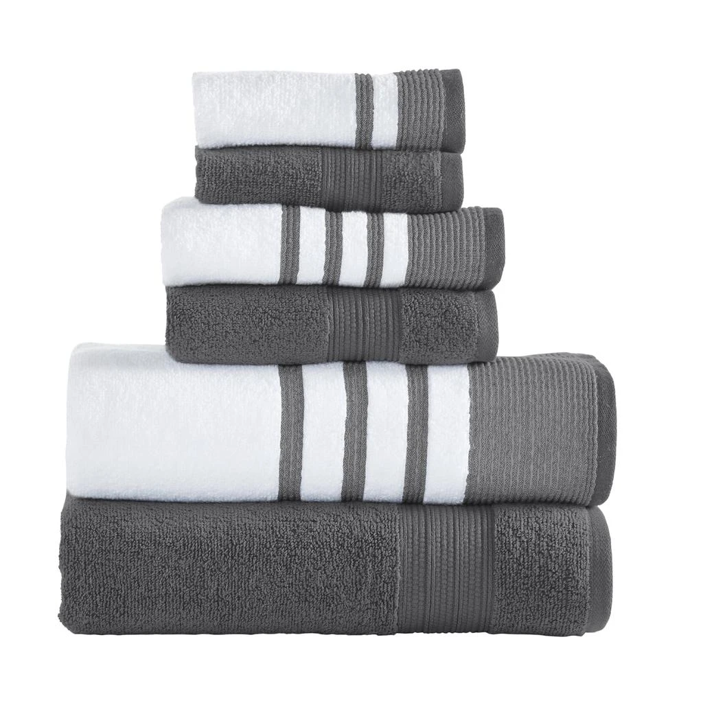 Modern Threads 6-Piece Quick Dry White/Contrast Towel Set Reinhart 4