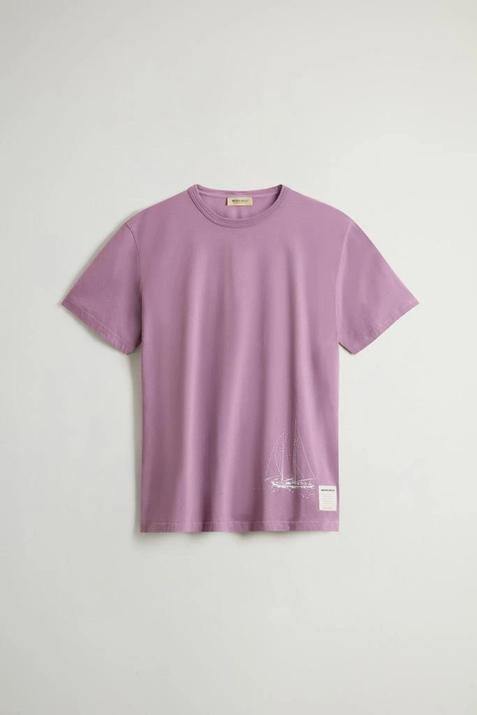 Woolrich Pure Cotton T-Shirt with Graphic Print - Men - Blue 5