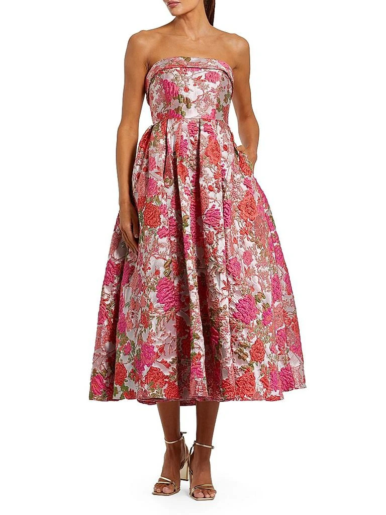 midi dresses with cap sleeves Floral Pleated V Neck Cap Sleeves Midi Dress, Black / S