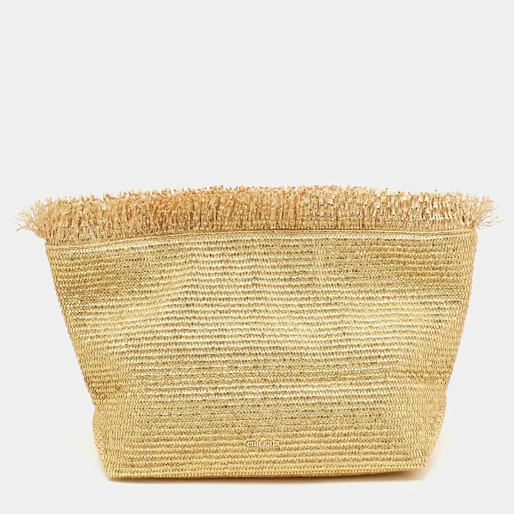 Cult Gaia Cult Gaia Gold Woven Foil Fabric Shanti Clutch 4