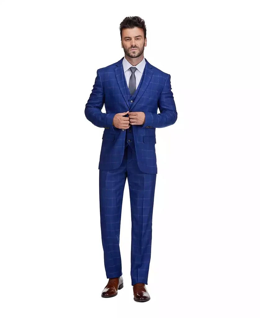 Gino Vitale Men's 3-Piece Windowpane Plaid Slim Fit Suit 4