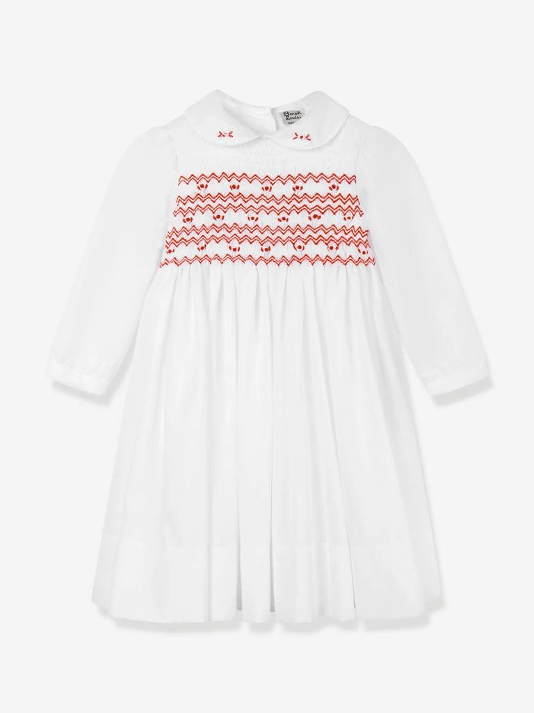 Sarah Louise Girls Smocked Dress in White 1