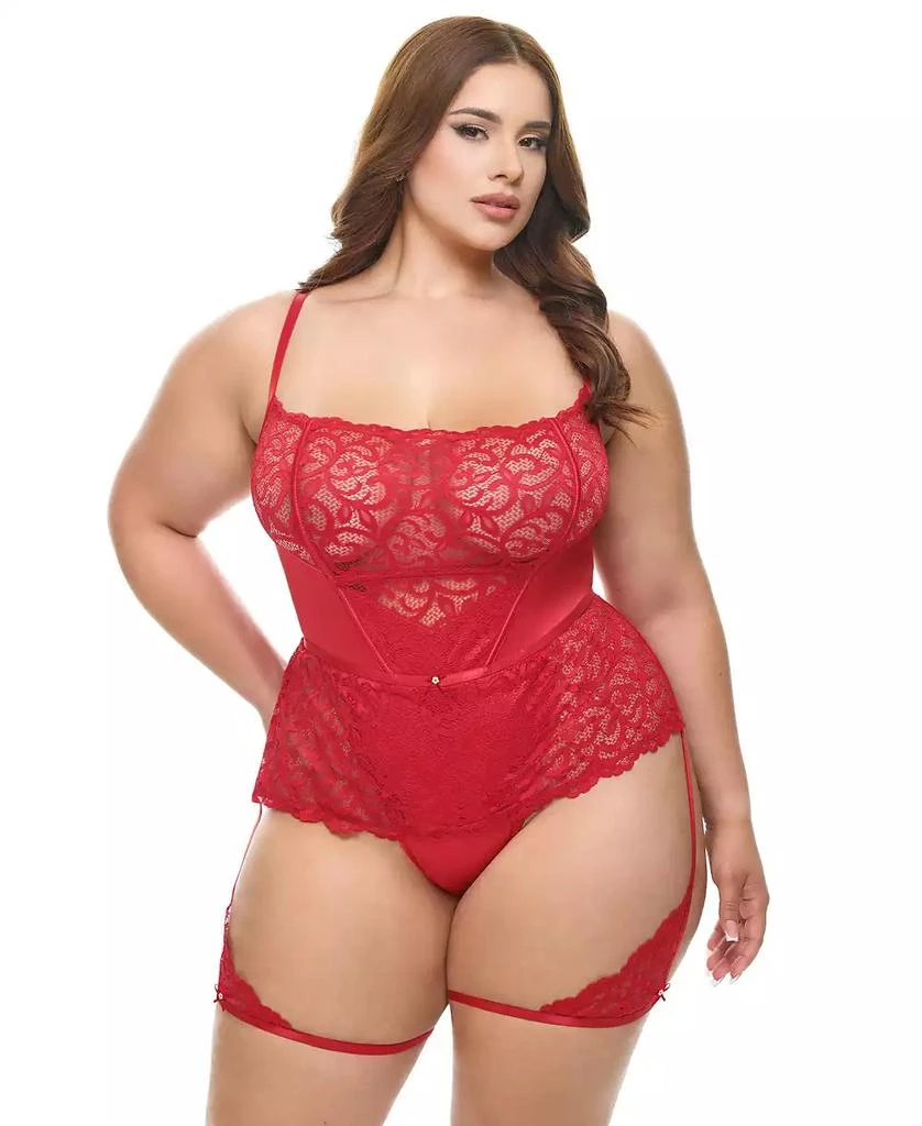 Oh La La Cheri Plus Size Curvy Candice Satin
Lace Teddy