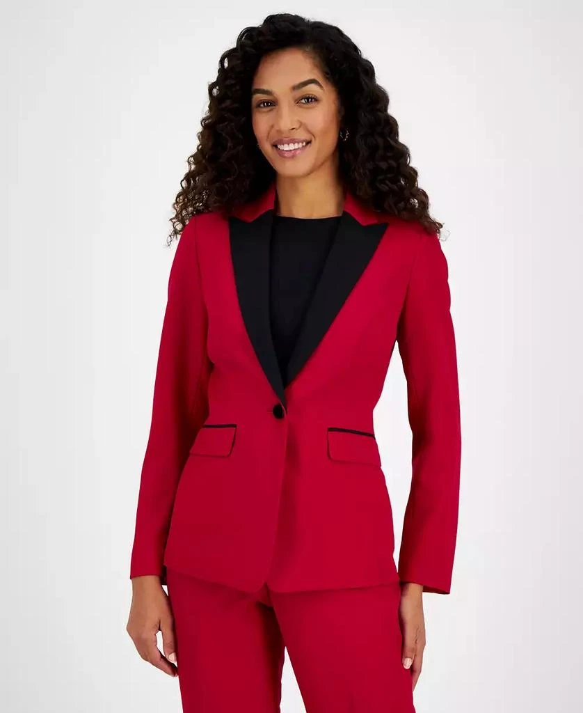 Le Suit Women's Contrast-Lapel Pantsuit 4