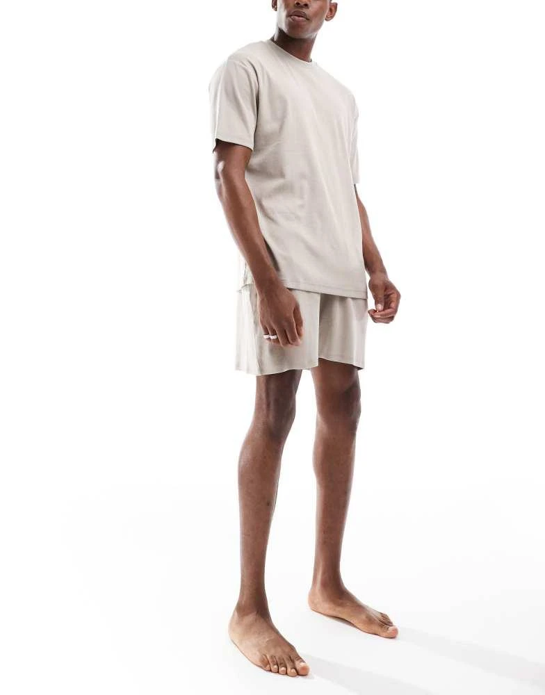 ASOS ASOS DESIGN capsule collection rib lounge short in stone 4