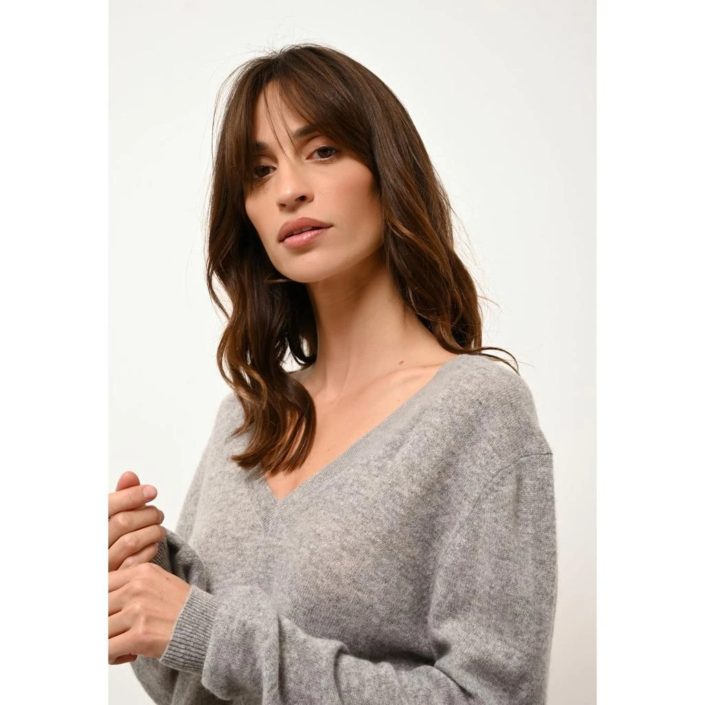 Pull Col V Devant Et Dos Opal 100% Cachemire Fils Nuage