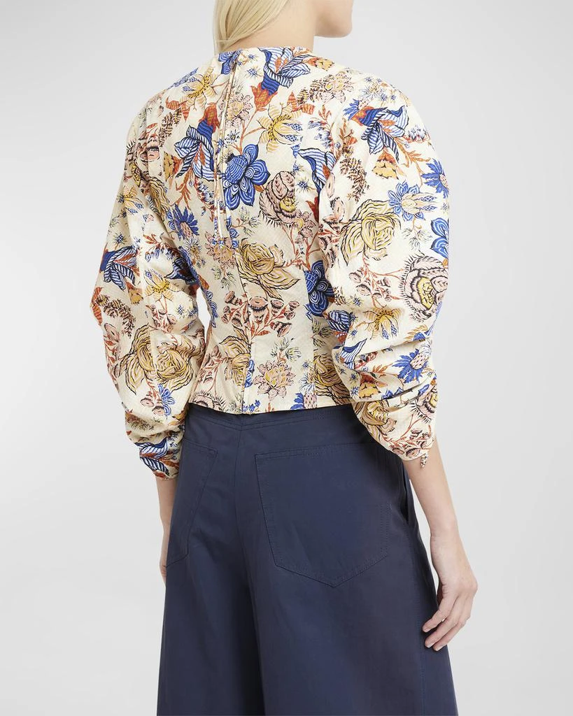 Ulla Johnson Lorna Balloon-Sleeve Floral-Print Cotton Blouse 6
