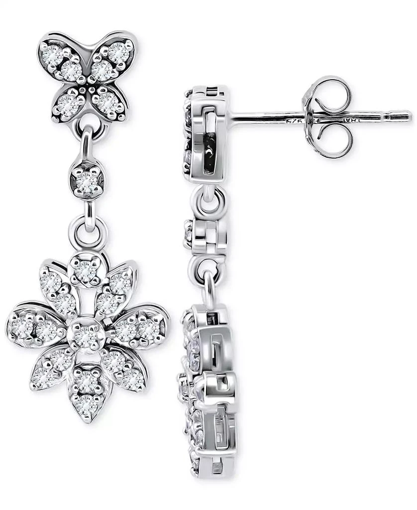 Giani Bernini Cubic Zirconia Flower Drop Earrings in Sterling Silver, Created for Macy
s 3