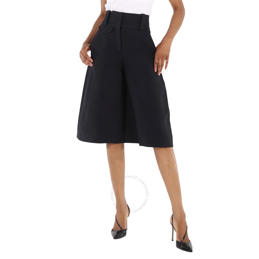 Burberry Ladies Wool Silk Wide-leg Culottes In Black