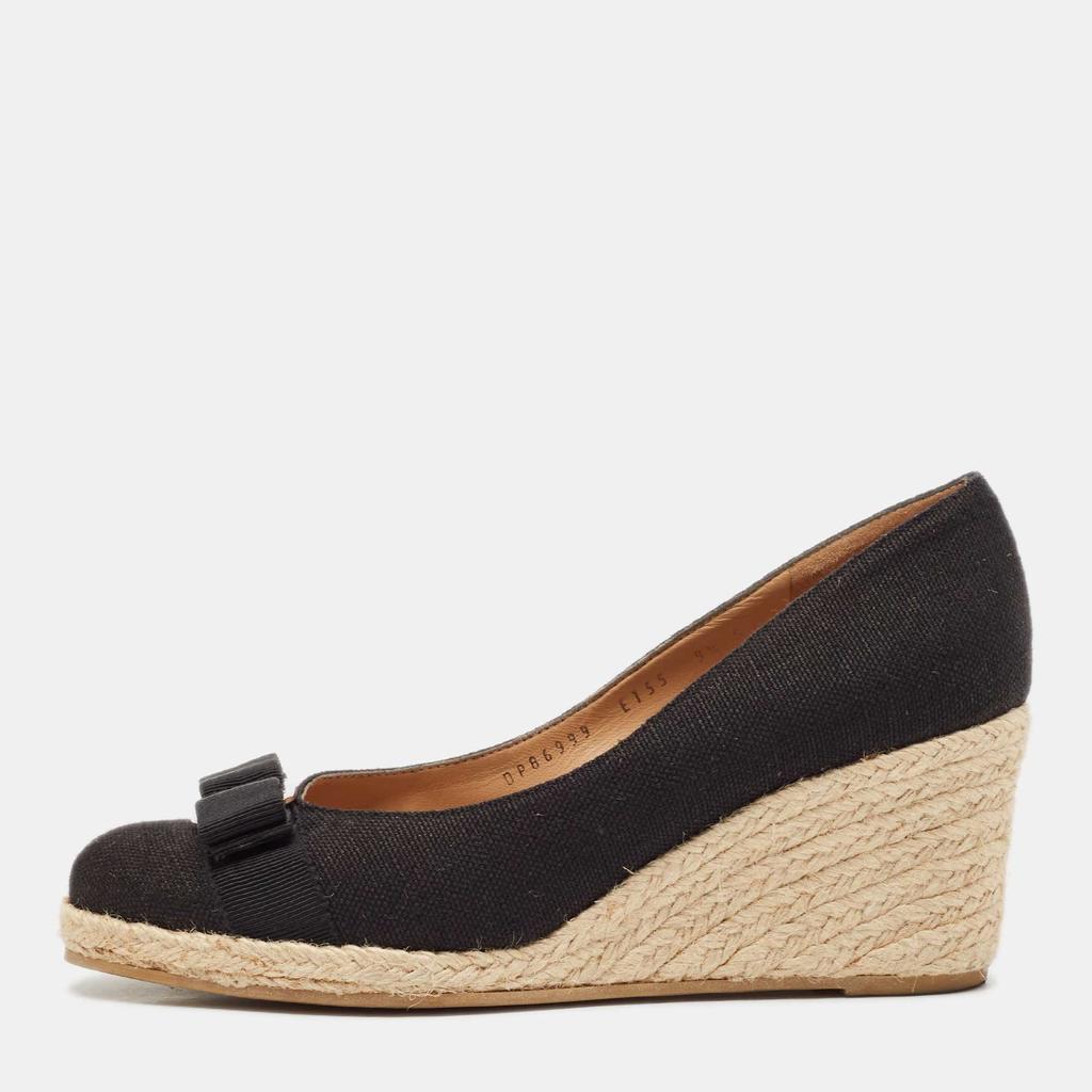 サンダル・ミュール FERRAGAMO Black leather Lally wedges Salvatore Ferragamo Black leather Lally wedges - Wedge