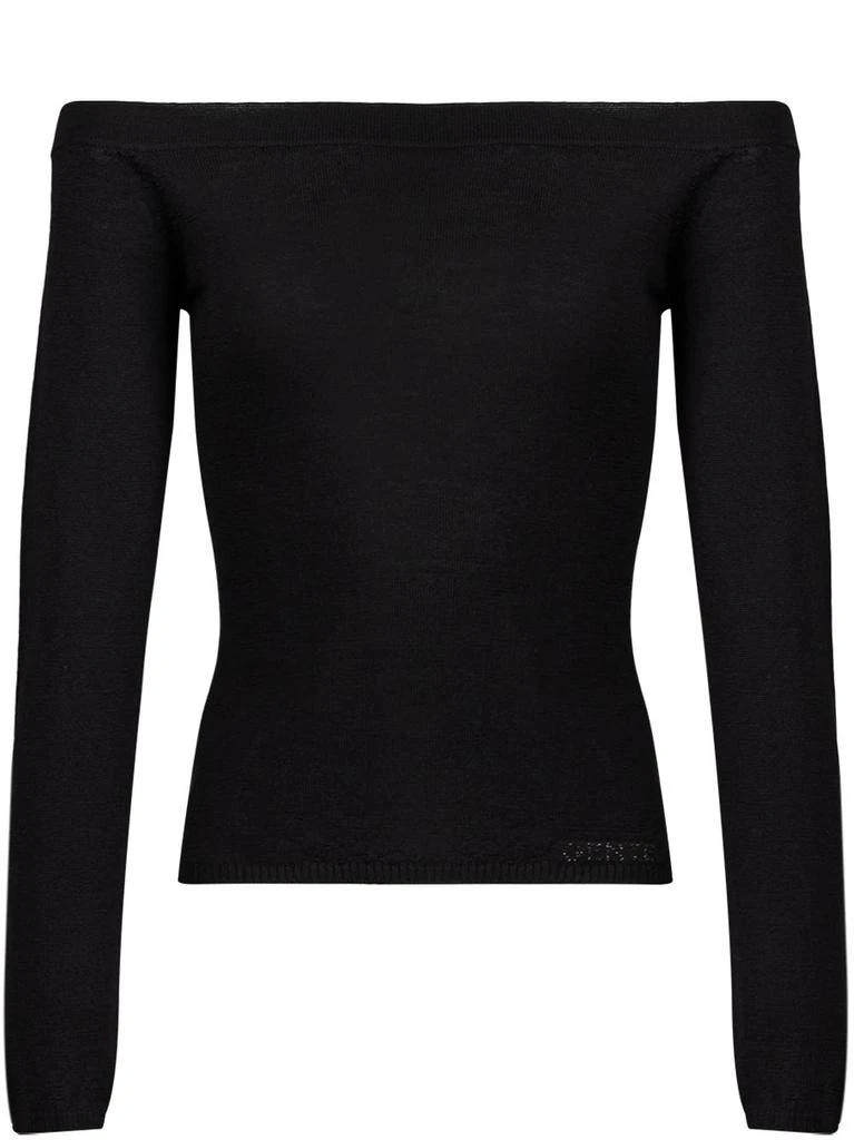 NA Black jumper with boat neckline   boat neckline   long 1