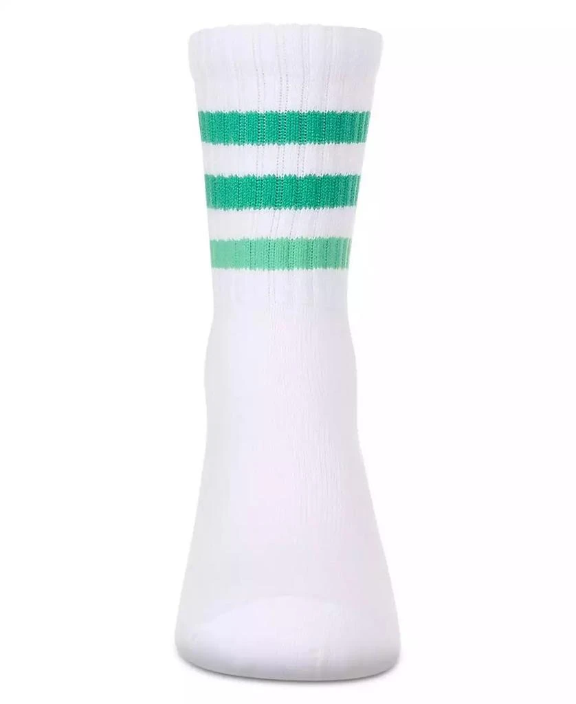 Memoi Little Girls Two Tone Varsity Stripe Crew Socks 2