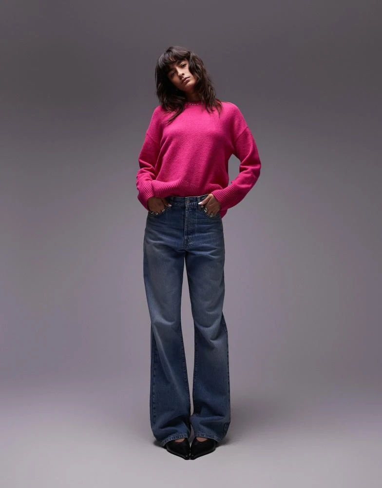 & Other Stories & Other Stories crew neck jumper in bright pink 1