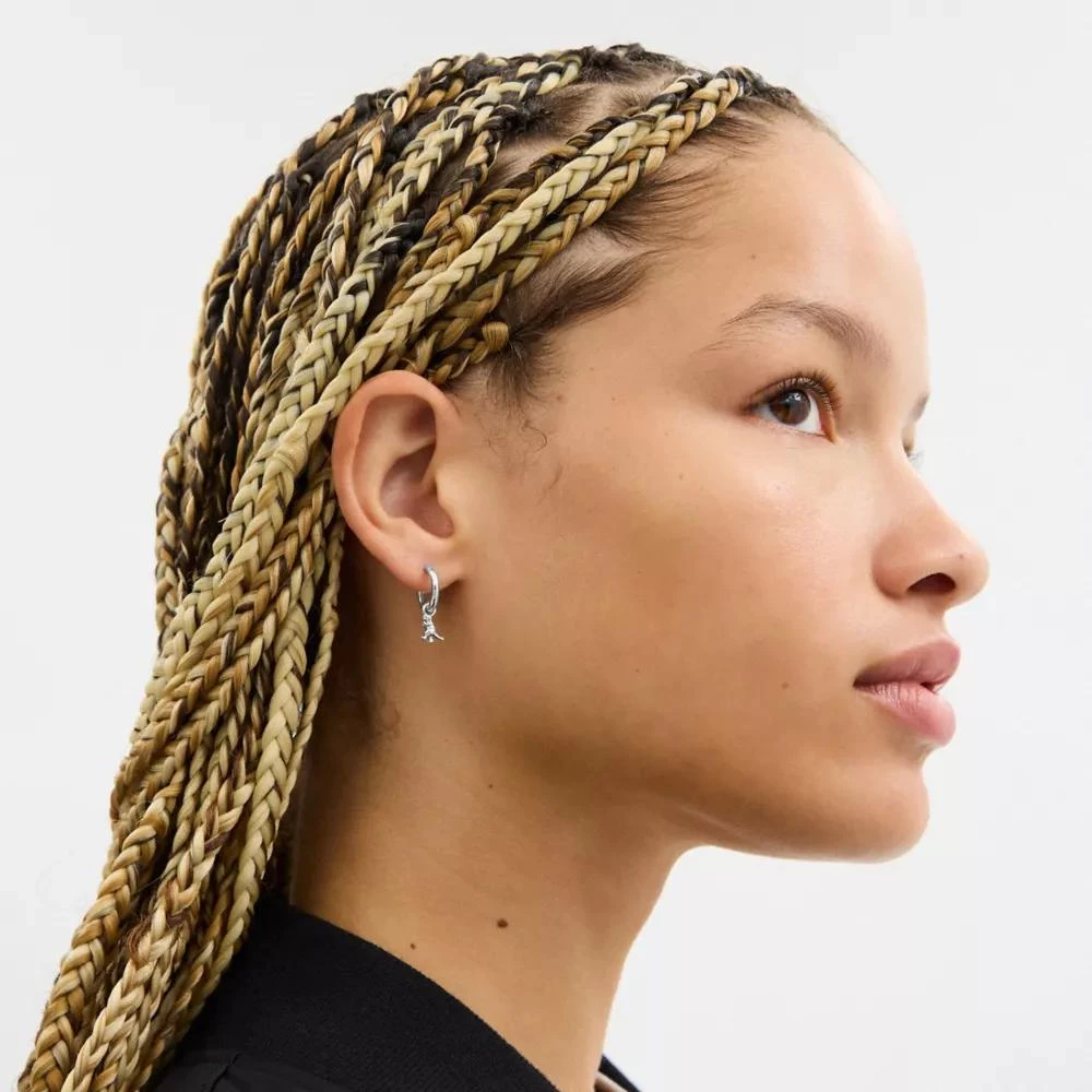 Coach Mini Dice And Rexy Charm Hoop Earrings 3