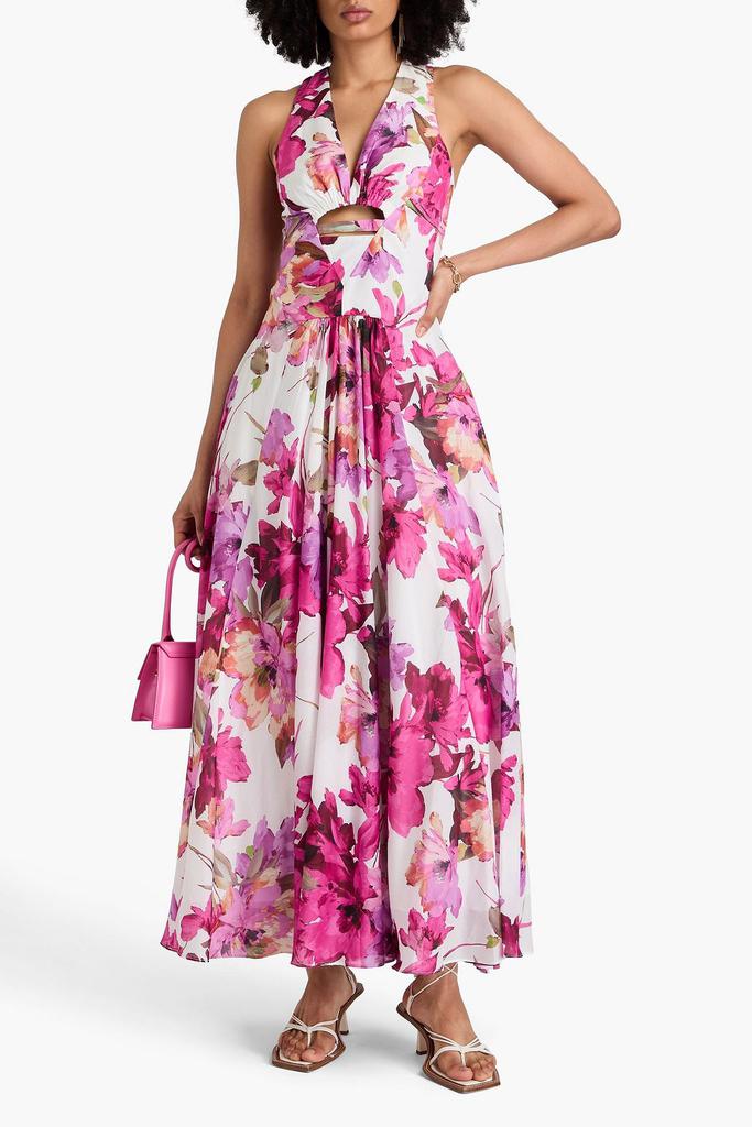 NICHOLAS Floral-print cotton and silk-blend mousseline maxi dress