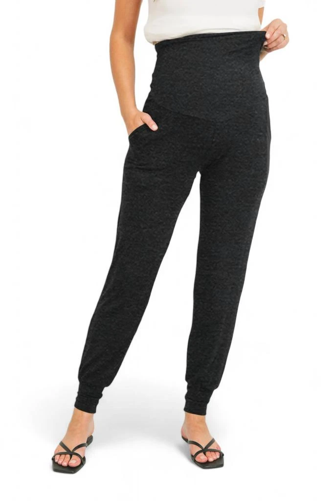Hello Miz Rayon Modal Maternity Jogger Pants In Black 1