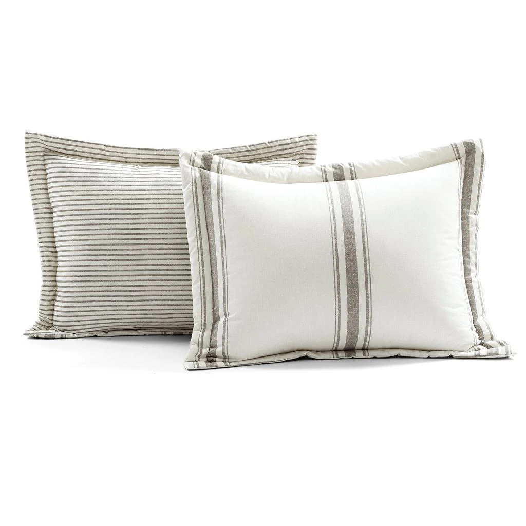 Lush Decor Farmhouse Stripe Rev. Oversized Comforter Gray 3Pc Set Cal King 6