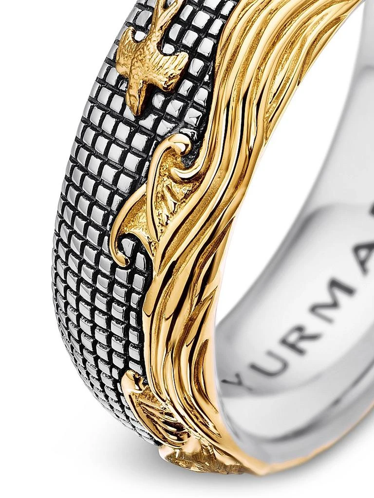 David Yurman Waves Band Ring with 18K Yellow Gold and Sterling Silver 7