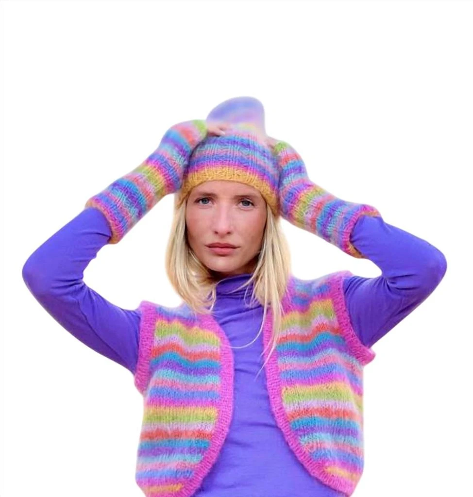 Shop Baby Mohair Striped Hat In Pastel on Sale at  display picture 1