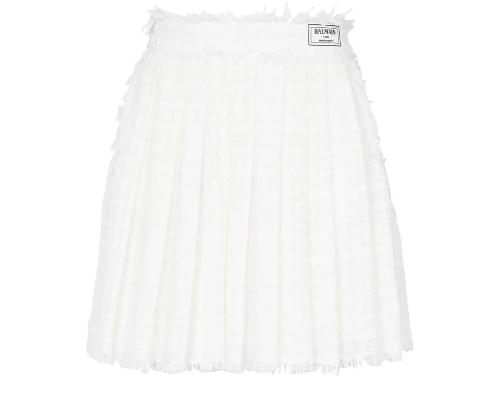 Balmain Fringed tweed skater skirt 1