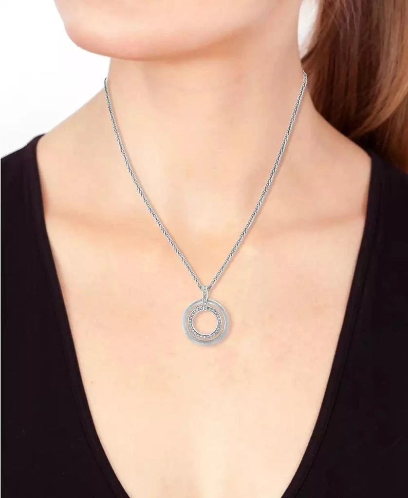 Effy EFFY® Diamond Double Circle 18" Pendant Necklace (1/10 ct. t.w.) in Sterling Silver 2