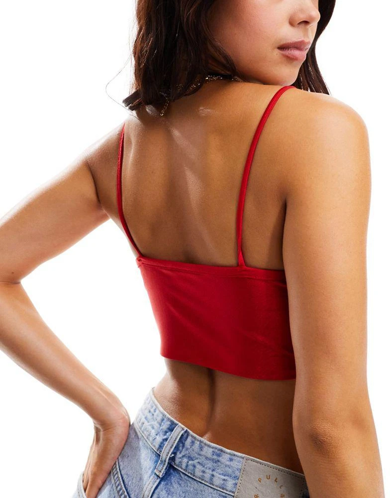 Adidas adidas Originals three stripe bralette in red 2