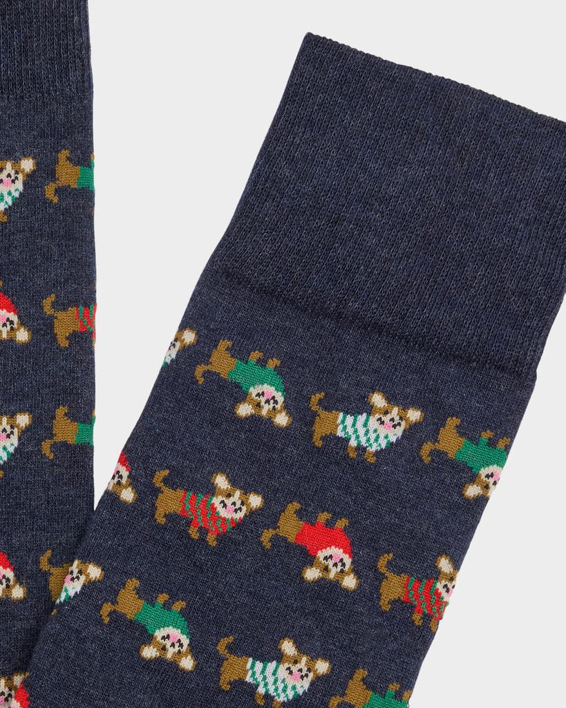 Neiman Marcus Men's Dog Holiday 6-Pack Crew Socks