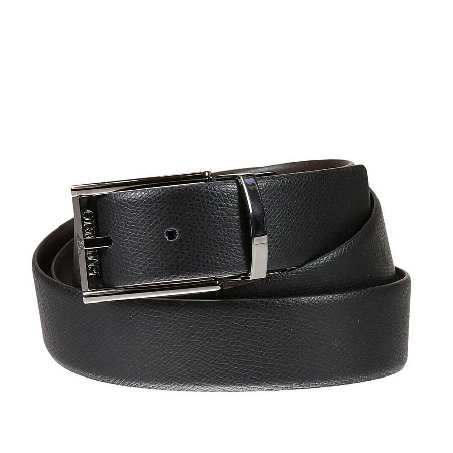 Emporio Armani Boarded Printed Leather And Smooth Leather Reversible Belt