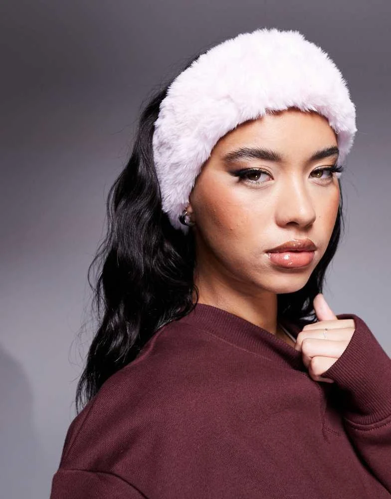 ASOS 4505 Ski faux fur headband in pink 3