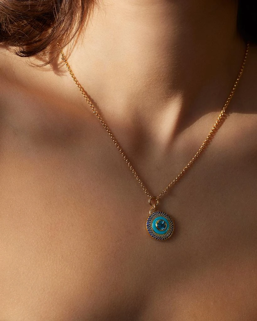 Emily P. Wheeler Water Medallion 18K White and Yellow Gold Necklace with Topaz, Sapphire and Turquoise 2