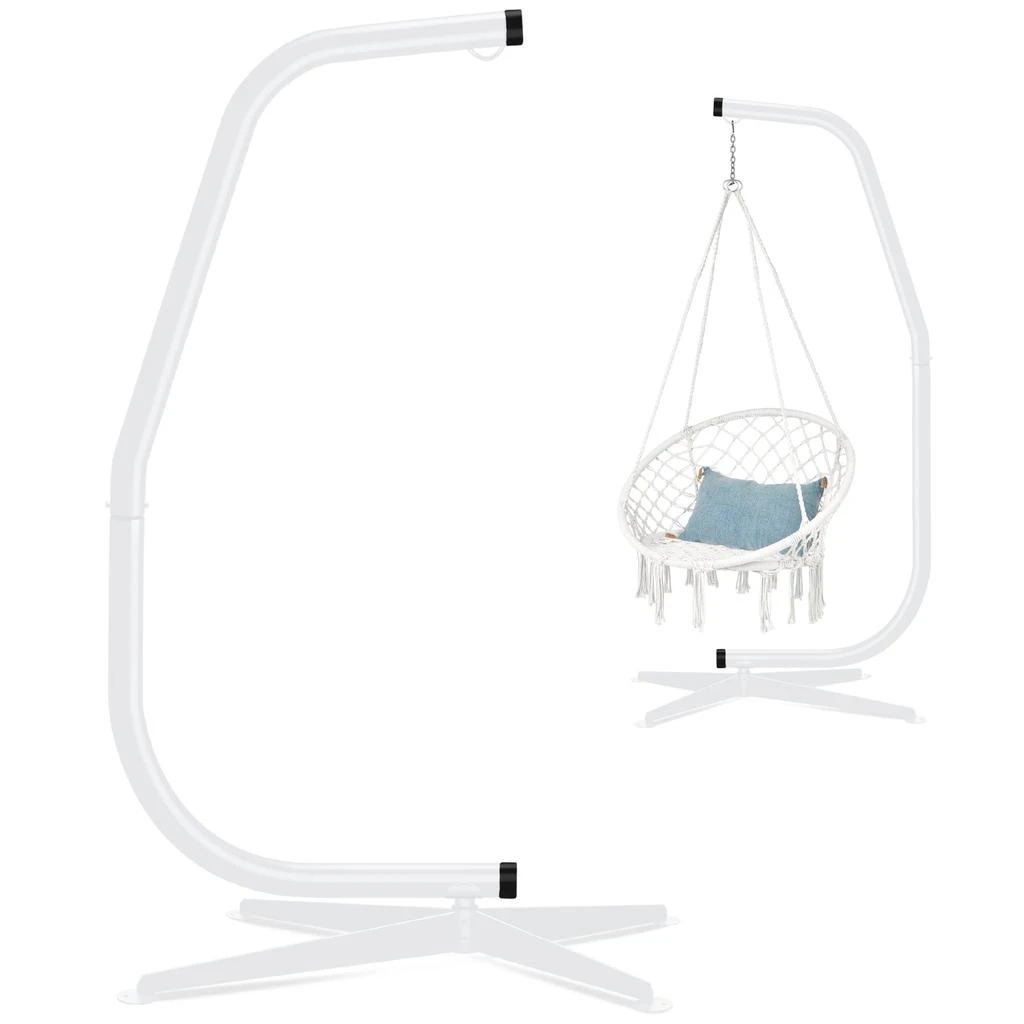Best Choice Products Metal Hanging Hammock C-Stand for Chair/ Weather-Resistant Finish, Offset Base - Stand Only - Black 7