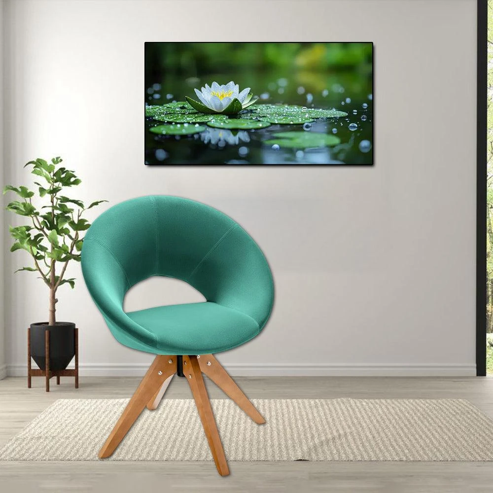 Hivvago Modern Upholstered Swivel Chair with Wide Seat for Home or Office